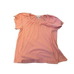 Christopher & Banks Petite P/M Peach Short-Sleeve Textured Top Career Pastel
